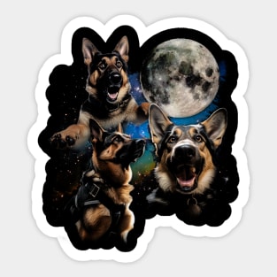 German Shepherd Dog Moon Stylish Tee for Canine Charm Admirers Sticker